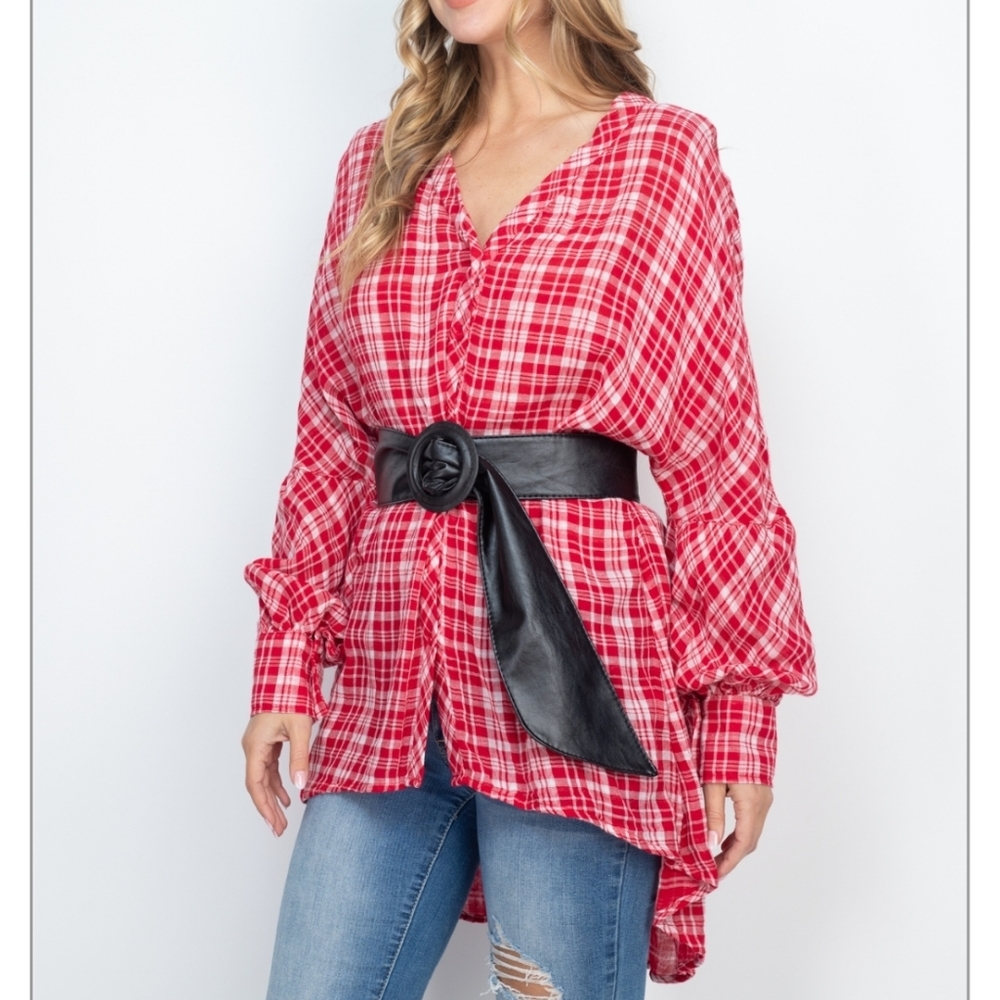Plaid Print Tunic Top - Picture 5 of 7